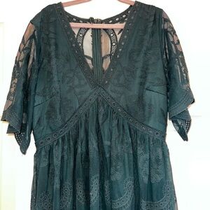 Pink Blush Brand Forest Green Lace Mesh Overlay Maternity Maxi Dress